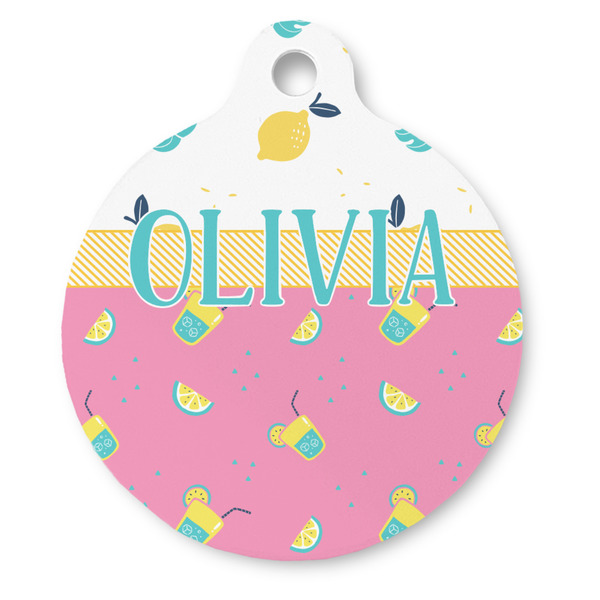 Custom Summer Lemonade Round Pet ID Tag (Personalized)
