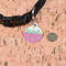 Summer Lemonade Round Pet ID Tag - Small - In Context