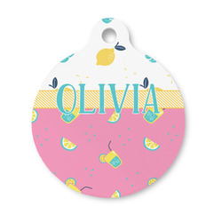 Summer Lemonade Round Pet ID Tag - Small (Personalized)