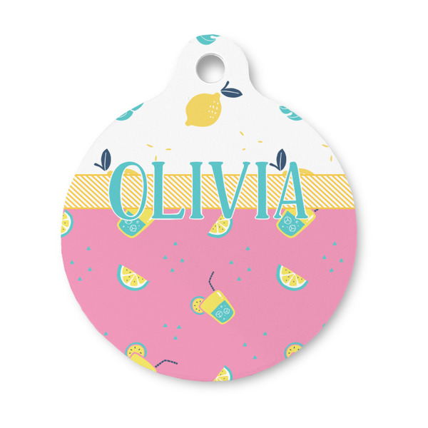 Custom Summer Lemonade Round Pet ID Tag - Small (Personalized)