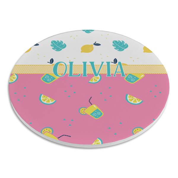 Summer Lemonade Round Stone Trivet - Angle View