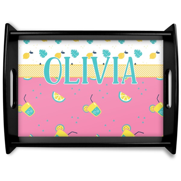 Custom Summer Lemonade Black Wooden Tray - Large (Personalized)