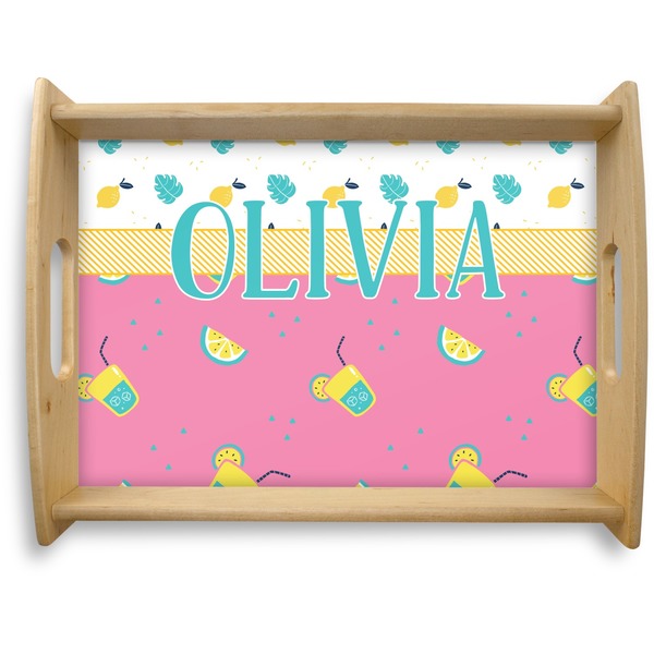 Custom Summer Lemonade Natural Wooden Tray - Large (Personalized)
