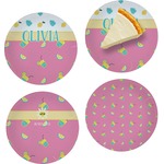 Summer Lemonade Set of 4 Glass Appetizer / Dessert Plate 8" (Personalized)