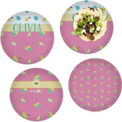 Summer Lemonade Set of 4 Glass Lunch / Dinner Plate 10" (Personalized)