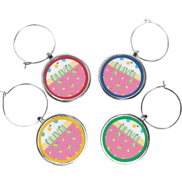 Custom Summer Lemonade Wine Charms (Set of 4) (Personalized)