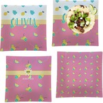 Summer Lemonade Set of 4 Glass Square Lunch / Dinner Plate 9.5" (Personalized)