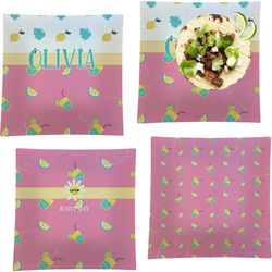 Summer Lemonade Set of 4 Glass Square Lunch / Dinner Plate 9.5" (Personalized)