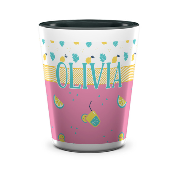 Custom Summer Lemonade Ceramic Shot Glass - 1.5 oz - Two Tone - Set of 4 (Personalized)