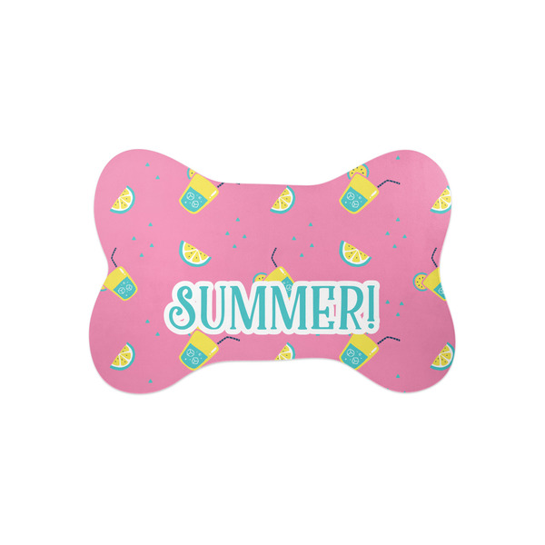 Custom Summer Lemonade Bone Shaped Dog Food Mat (Small) (Personalized)