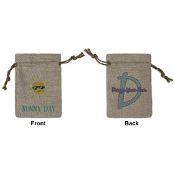 Summer Lemonade Small Burlap Gift Bag - Front & Back (Personalized)