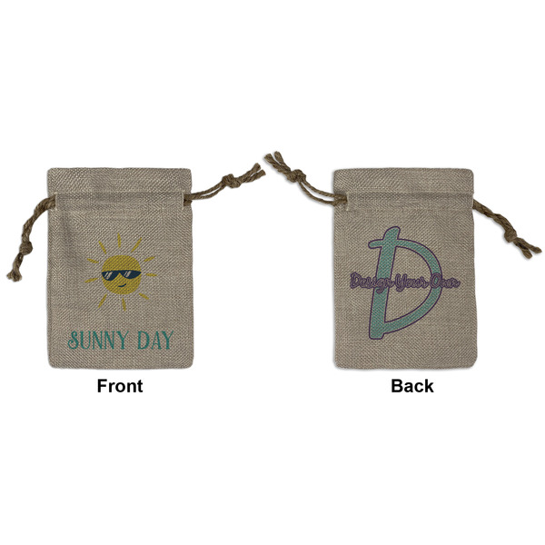 Custom Summer Lemonade Small Burlap Gift Bag - Front & Back (Personalized)