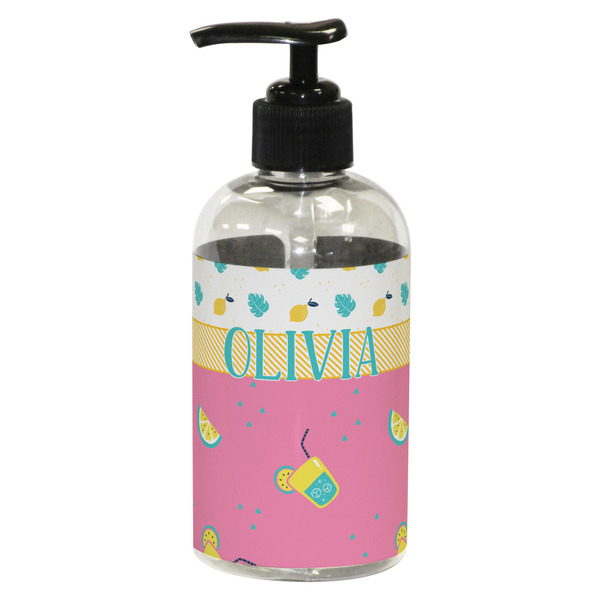Custom Summer Lemonade Plastic Soap / Lotion Dispenser (8 oz - Small - Black) (Personalized)