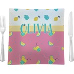 Summer Lemonade 9.5" Glass Square Lunch / Dinner Plate- Single or Set of 4 (Personalized)