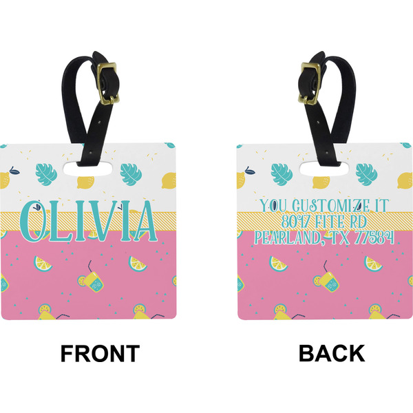 Summer Lemonade Square Luggage Tag (Front + Back)