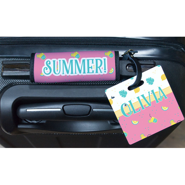 Summer Lemonade Square Luggage Tag & Handle Wrap - In Context