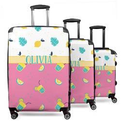 Summer Lemonade 3 Piece Luggage Set - 20" Carry On, 24" Medium Checked, 28" Large Checked (Personalized)