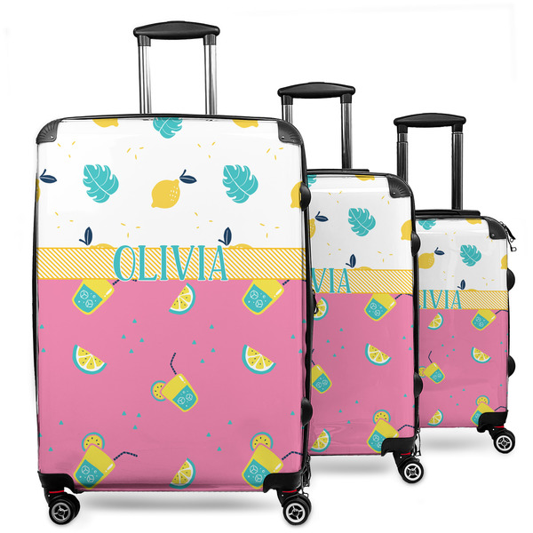 Custom Summer Lemonade 3 Piece Luggage Set - 20" Carry On, 24" Medium Checked, 28" Large Checked (Personalized)