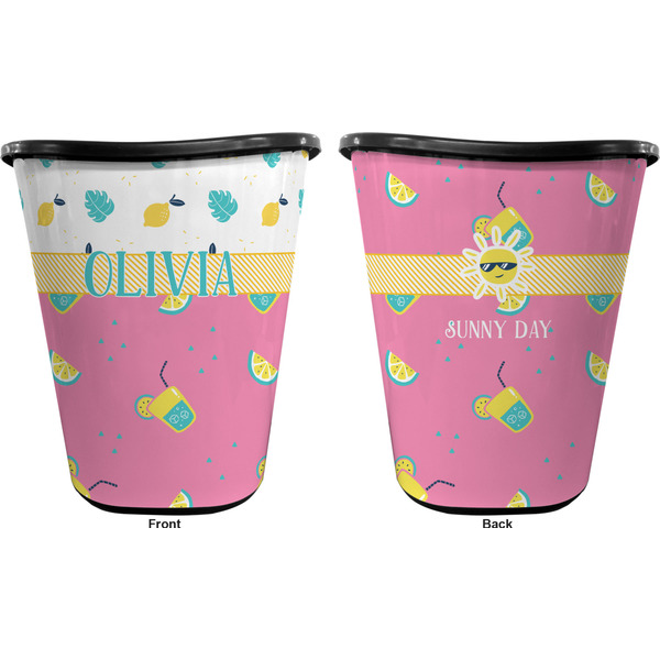 Summer Lemonade Trash Can Black - Front and Back - Apvl