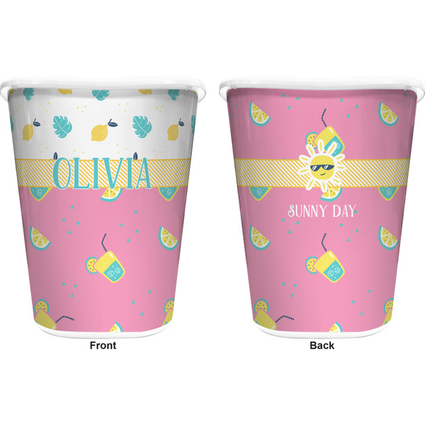 Summer Lemonade Trash Can White - Front and Back - Apvl