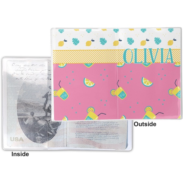 Summer Lemonade Vinyl Passport Holder - Flat Front and Back