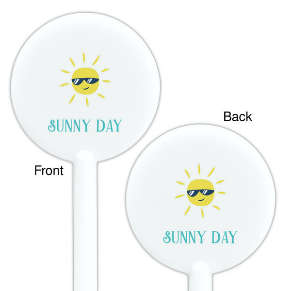 Summer Lemonade White Plastic 5.5" Stir Stick - Double Sided - Round - Front & Back