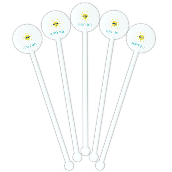 Summer Lemonade White Plastic 5.5" Stir Stick - Fan View
