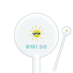 Summer Lemonade 5.5" Round Plastic Stir Sticks - White - Single Sided (Personalized)