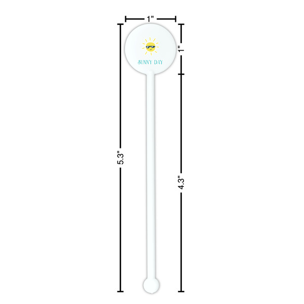Summer Lemonade White Plastic 5.5" Stir Stick - Round - Dimensions
