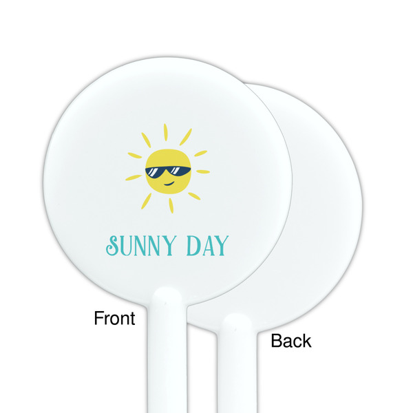 Summer Lemonade White Plastic 5.5" Stir Stick - Single Sided - Round - Front & Back