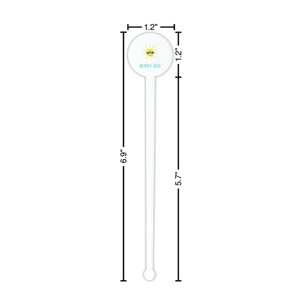 Summer Lemonade White Plastic 7" Stir Stick - Round - Dimensions