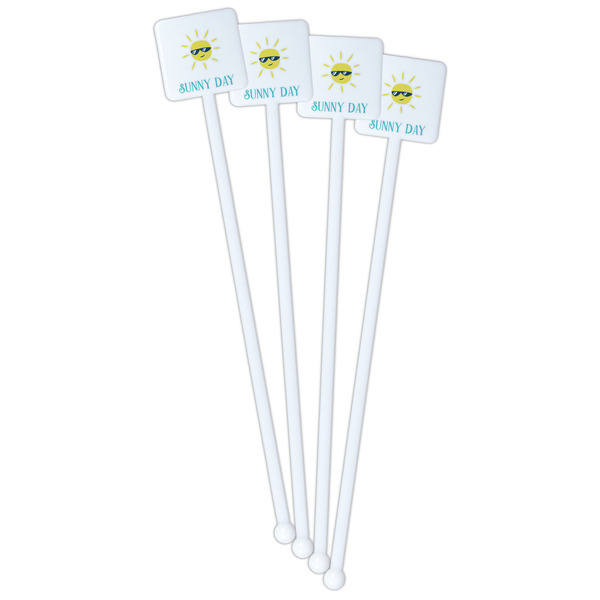Summer Lemonade White Plastic Stir Stick - Double Sided - Square - Front