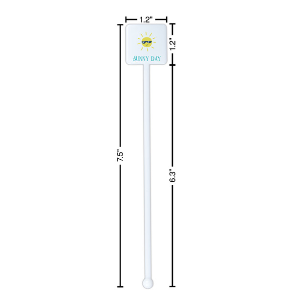 Summer Lemonade White Plastic Stir Stick - Square - Dimensions