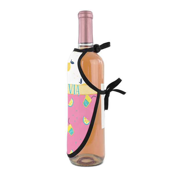 Summer Lemonade Wine Bottle Apron - DETAIL WITH CLIP ON NECK