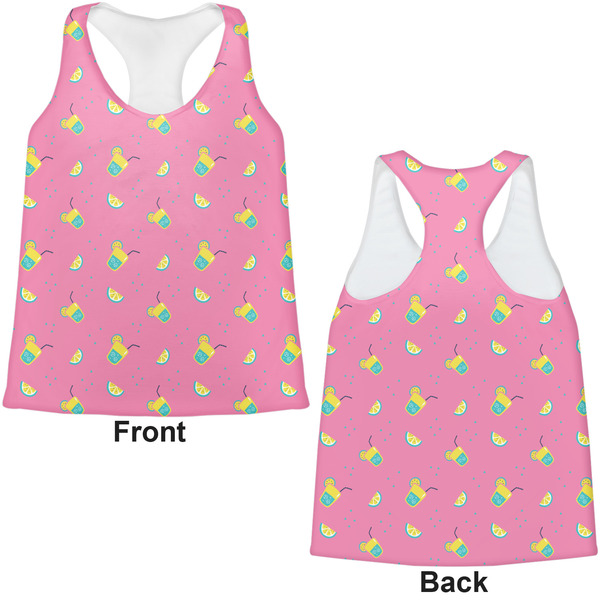 Summer Lemonade Womens Racerback Tank Tops - Medium - Front and Back