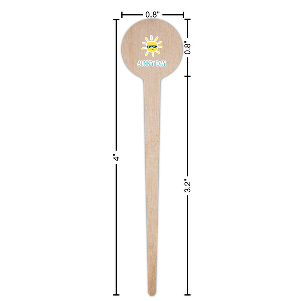Summer Lemonade Wooden 4" Food Pick - Round - Dimensions