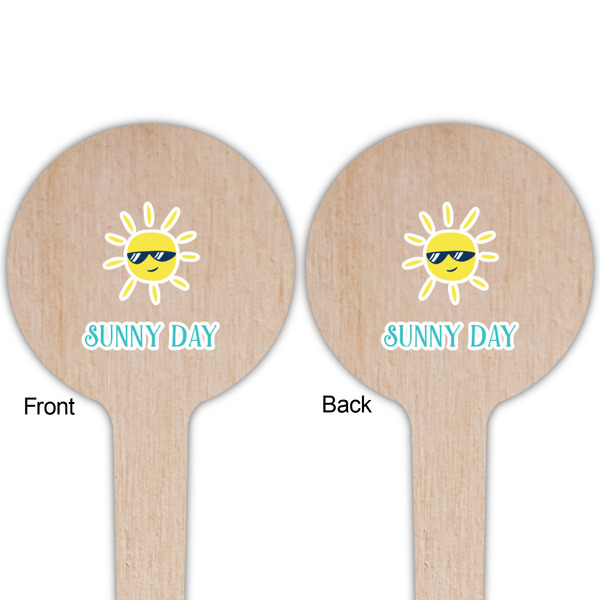 Summer Lemonade Wooden 4" Food Pick - Round - Double Sided - Front & Back