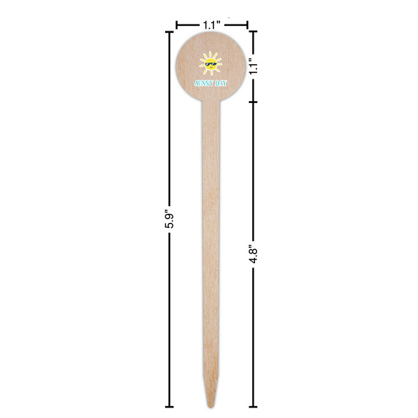 Summer Lemonade Wooden 6" Food Pick - Round - Dimensions