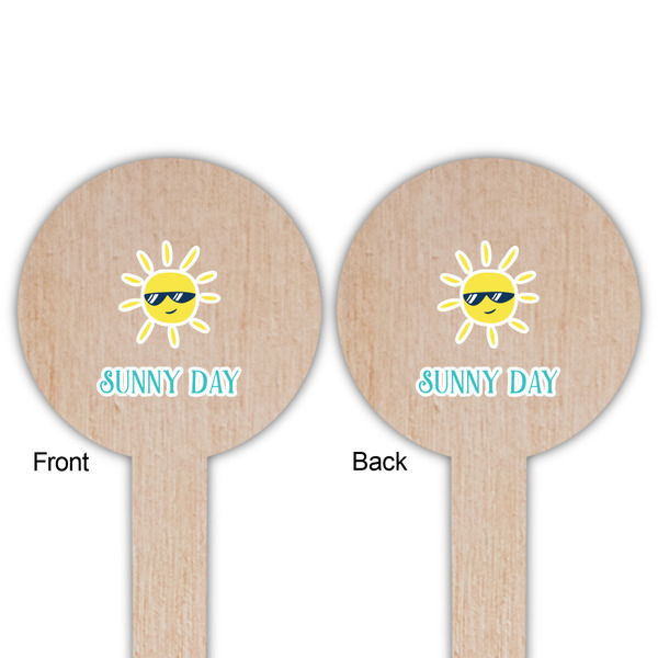 Summer Lemonade Wooden 6" Food Pick - Round - Double Sided - Front & Back