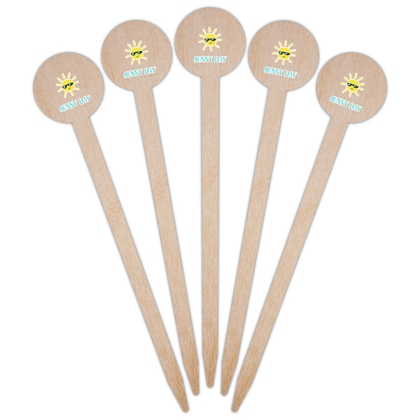 Summer Lemonade Wooden 6" Food Pick - Round - Fan View