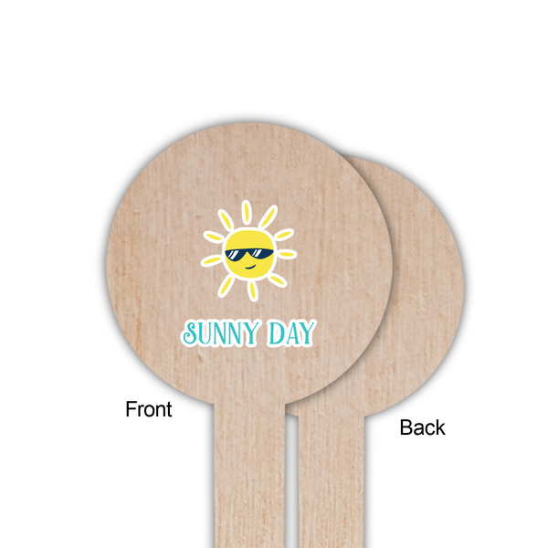 Summer Lemonade Wooden 6" Food Pick - Round - Single Sided - Front & Back