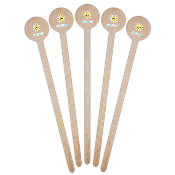 Summer Lemonade Wooden 6" Stir Stick - Round - Fan View