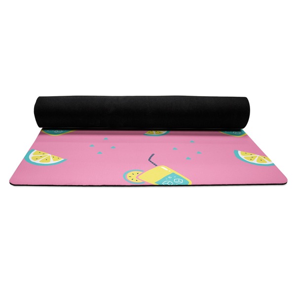 Summer Lemonade Yoga Mat Rolled up Black Rubber Backing
