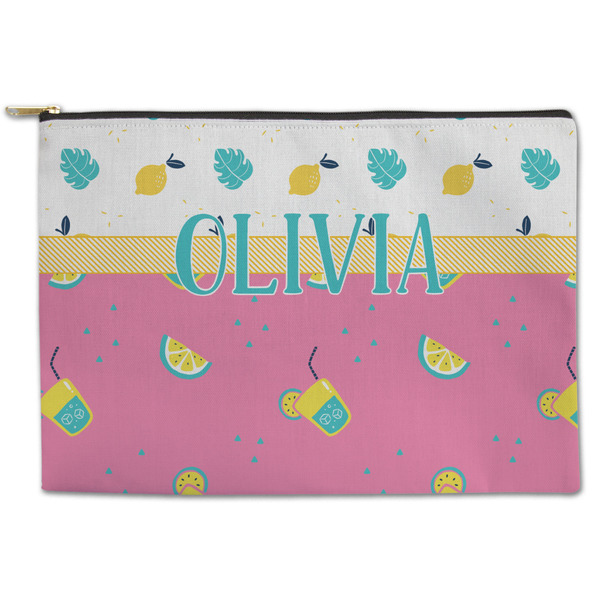 Custom Summer Lemonade Zipper Pouch - Large - 12.5"x8.5" (Personalized)