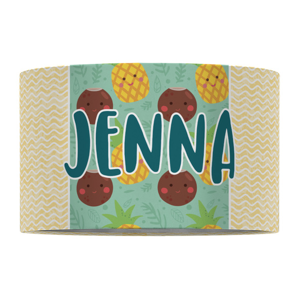 Pineapples and Coconuts 12" Drum Lampshade - FRONT (Fabric)
