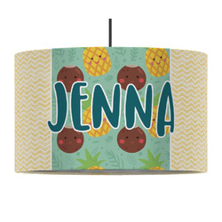 Pineapples and Coconuts 12" Drum Pendant Lamp - Fabric (Personalized)