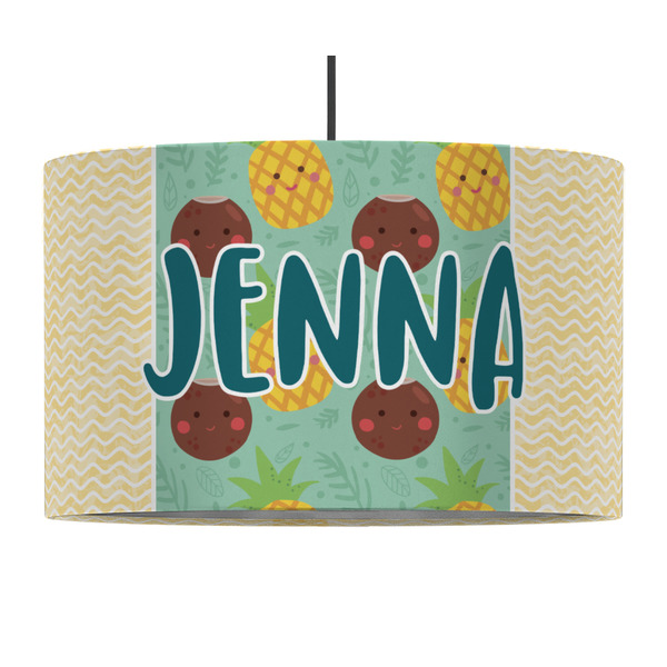 Custom Pineapples and Coconuts 12" Drum Pendant Lamp - Fabric (Personalized)