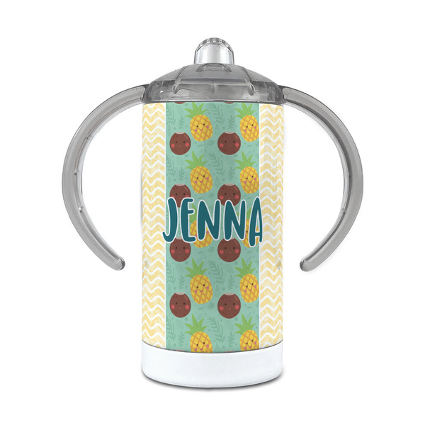 Custom Pineapples and Coconuts 12 oz Stainless Steel Sippy Cup (Personalized)