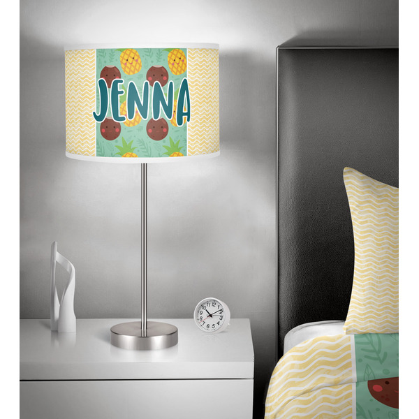 Pineapples and Coconuts 13 inch drum lamp shade - in room