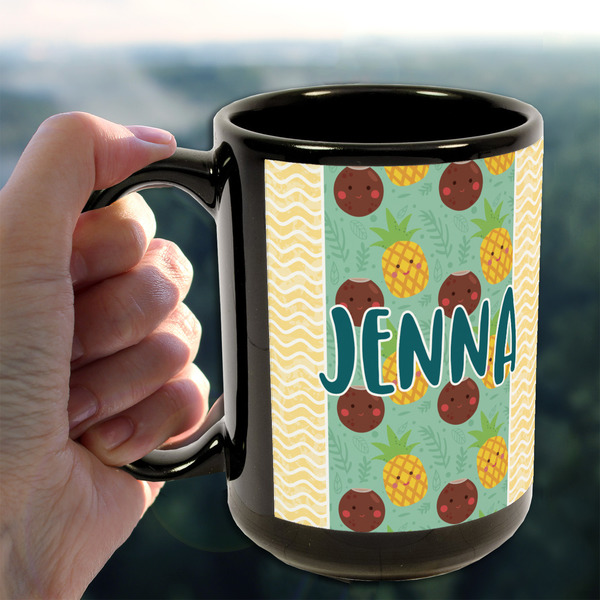Pineapples and Coconuts 15oz. Black Mug - LIFESTYLE